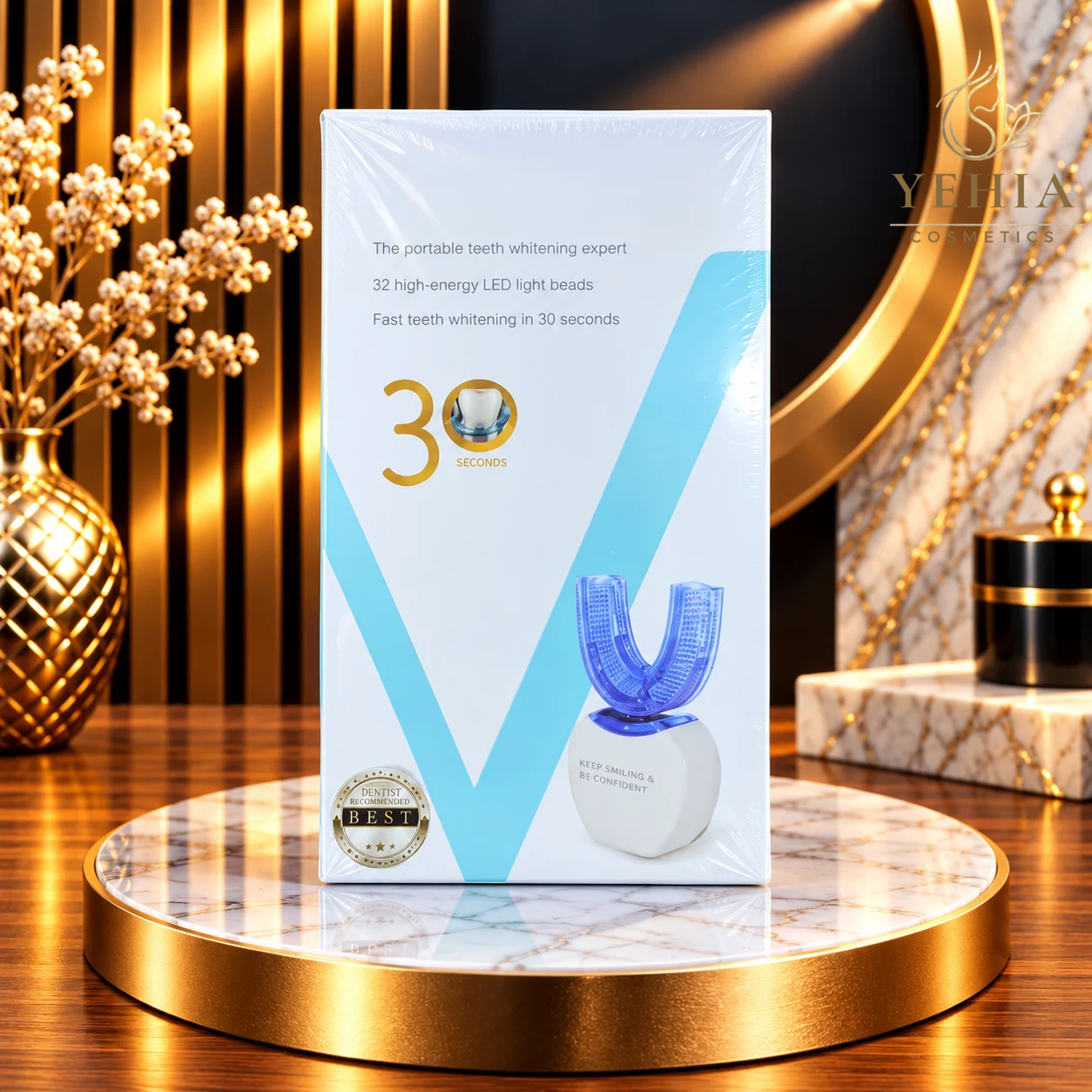 Portable Teeth Whitening Device with 32 High-Energy LED Light Beads