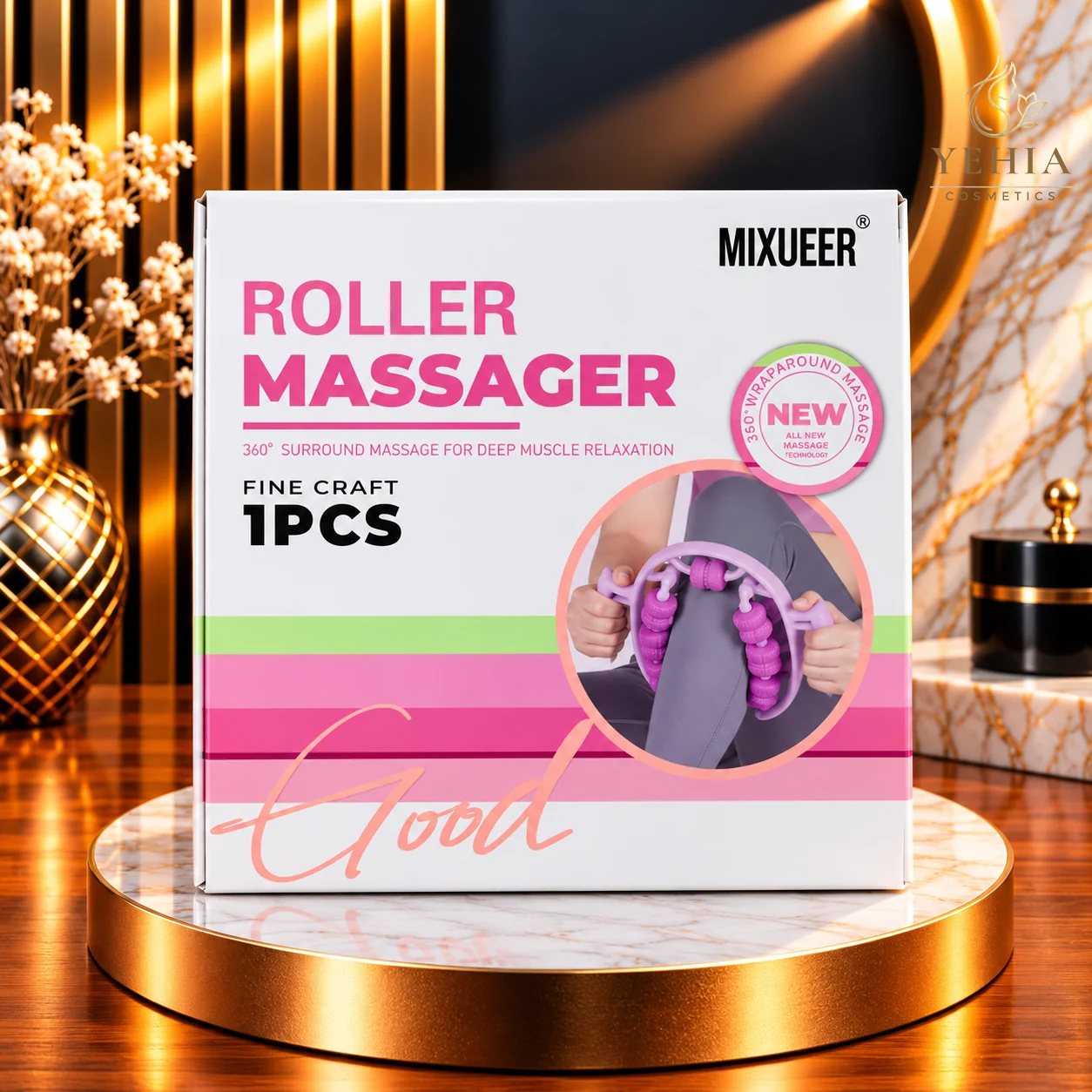 MIXUEER 360° Surround Roller Massager for Deep Muscle Relaxation & Leg Recovery
