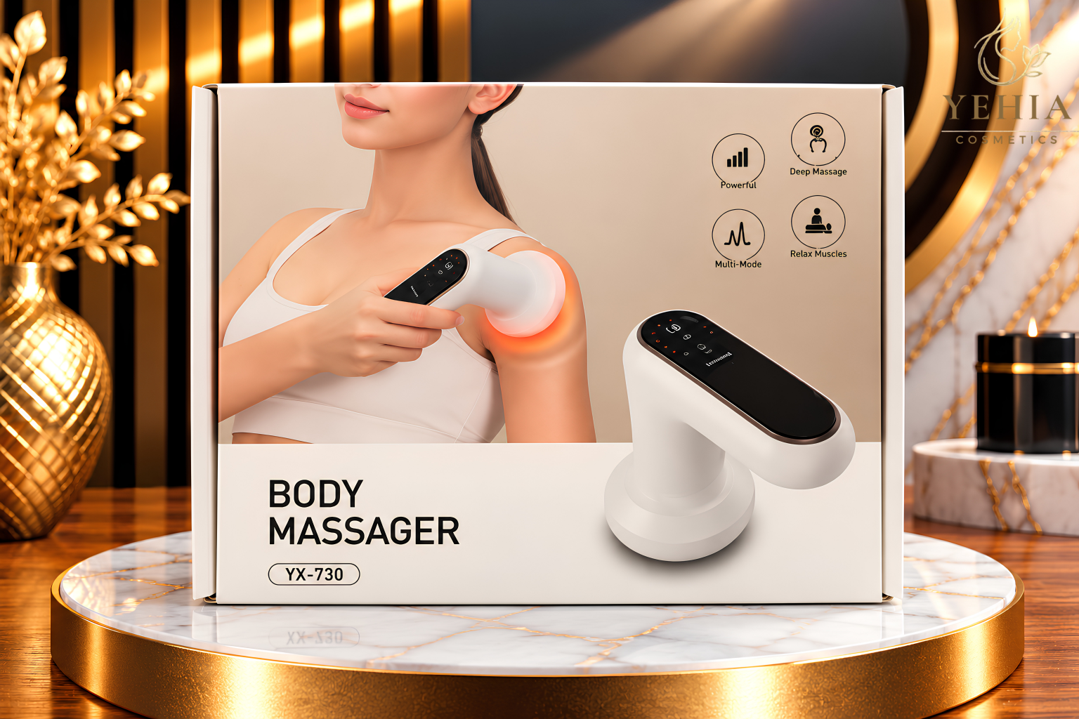 YX-730 Handheld Electric Body Massager with Touch Screen & Heat Therapy