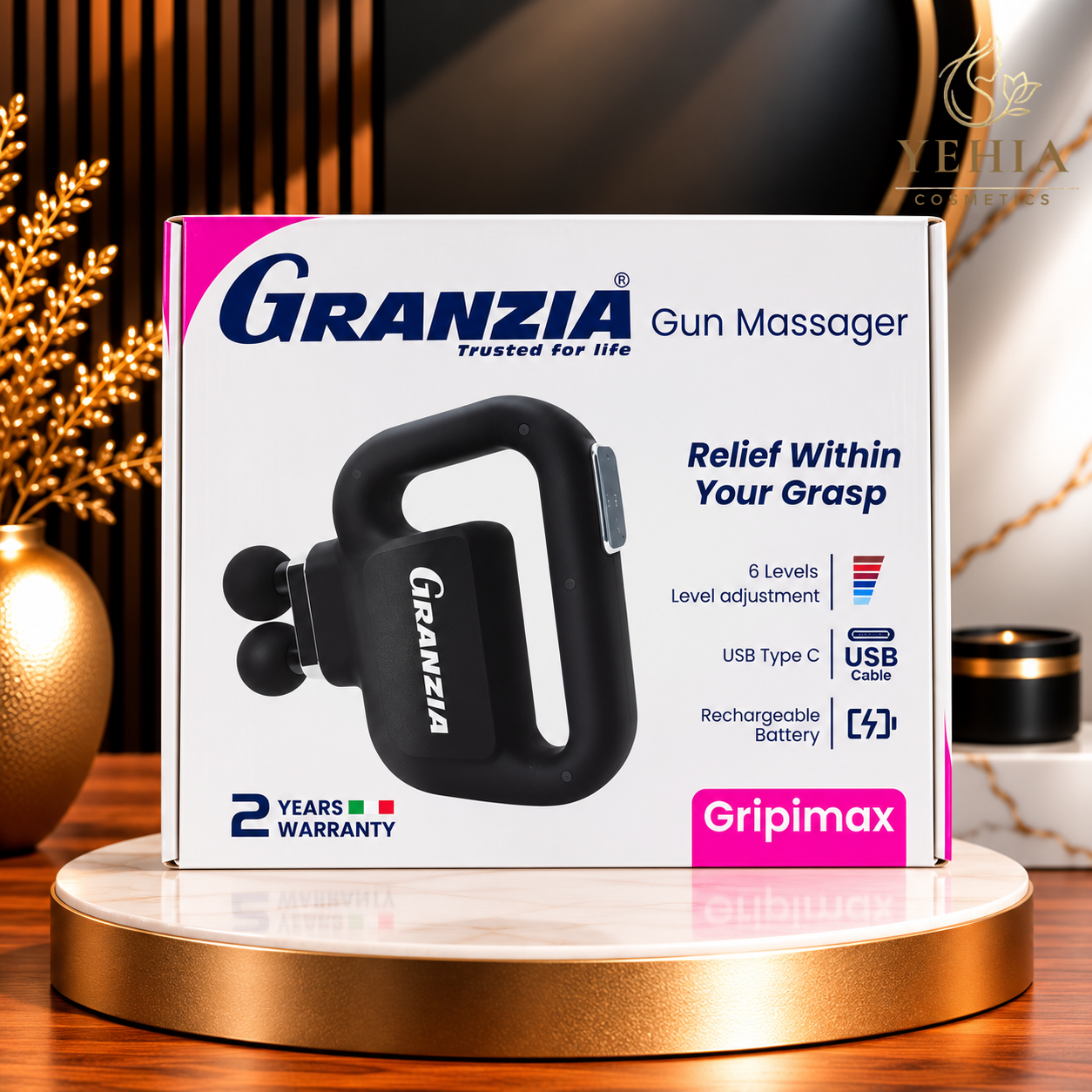Granzia Gripimax Dual-Head Rechargeable Percussion Massage Gun