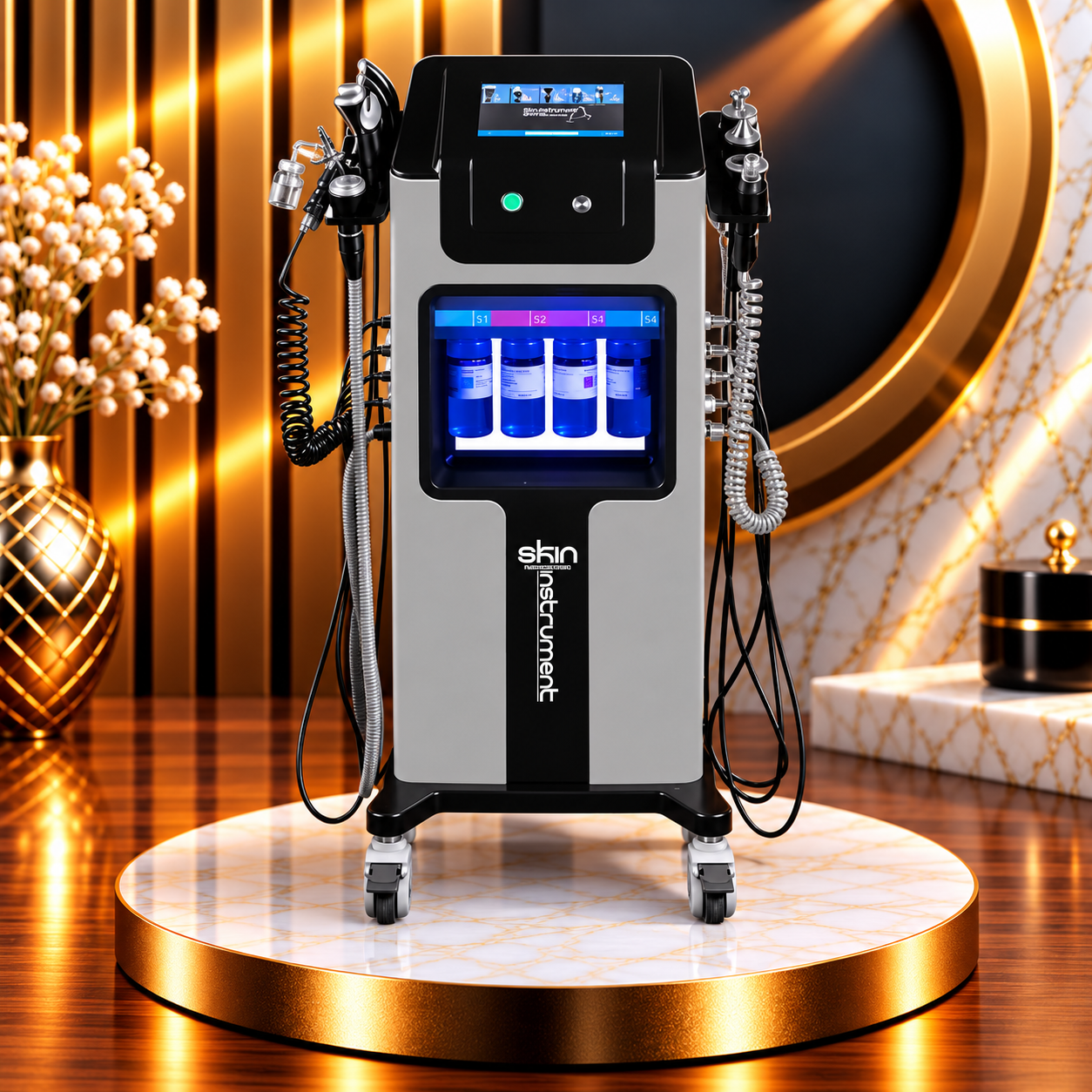 Professional Hydro Facial & Skin Care Instrument with 4 Solution Bottles   9x1