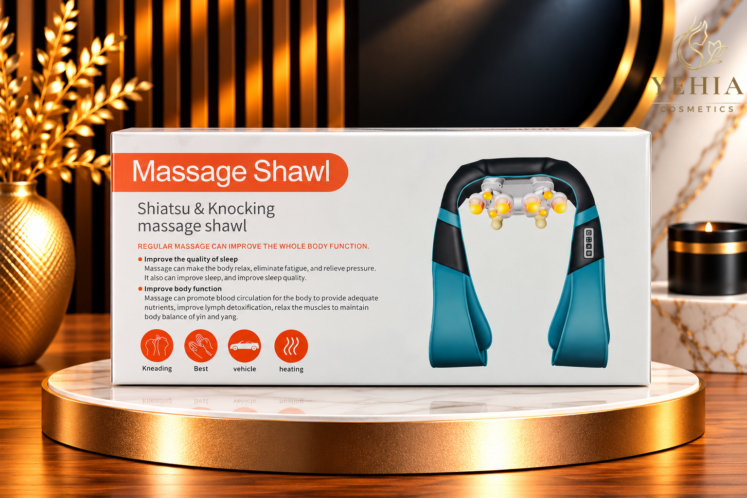 Shiatsu & Knocking Heated Massage Shawl for Neck & Shoulders