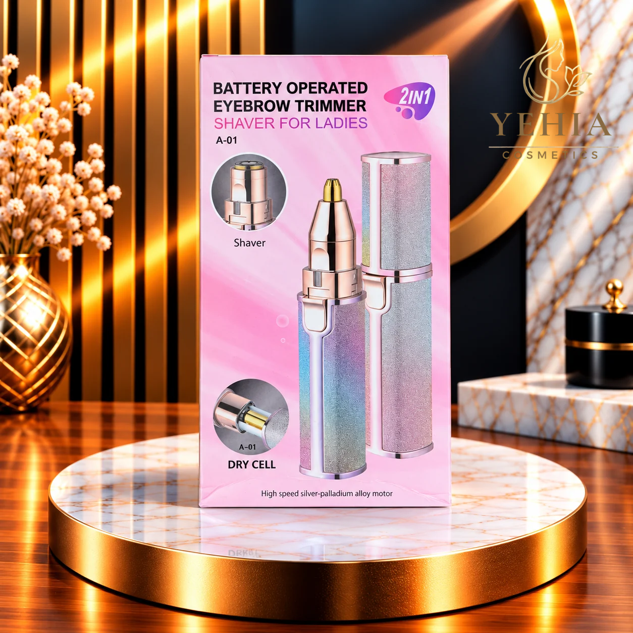 2-in-1 Battery Operated Eyebrow Trimmer & Shaver for Ladies (Model A-01)
