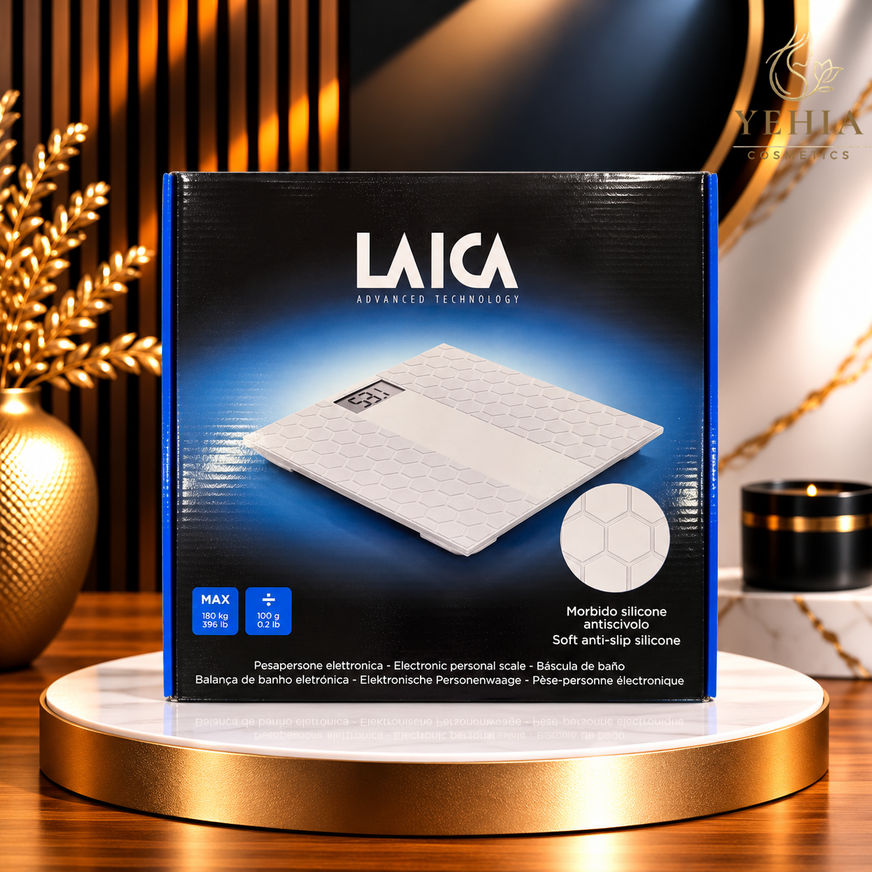 LAICA Electronic Personal Digital Scale with Anti-Slip Silicone Surface