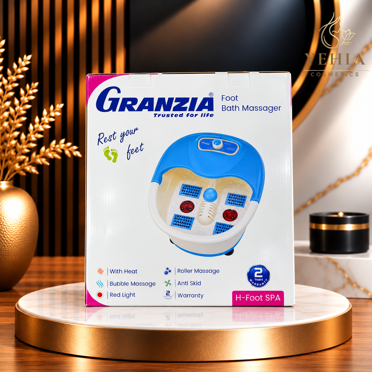 Granzia H-Foot SPA Electric Foot Bath Massager with Heat & Bubbles